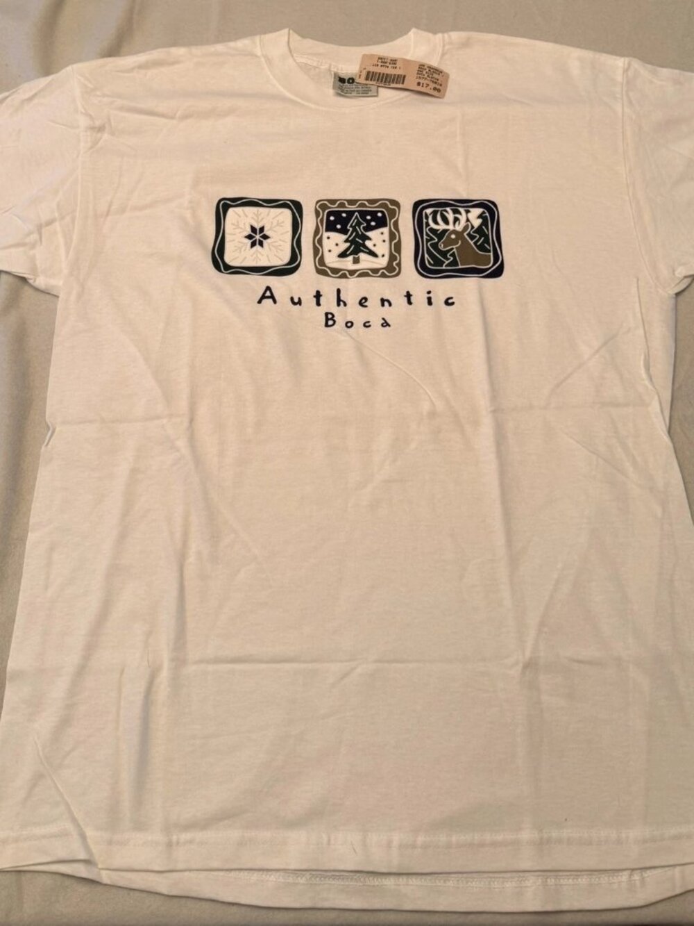 Vintage 1998 BOCA Authentic Winter T-Shirt NWT Deer Snowflake Made Canada